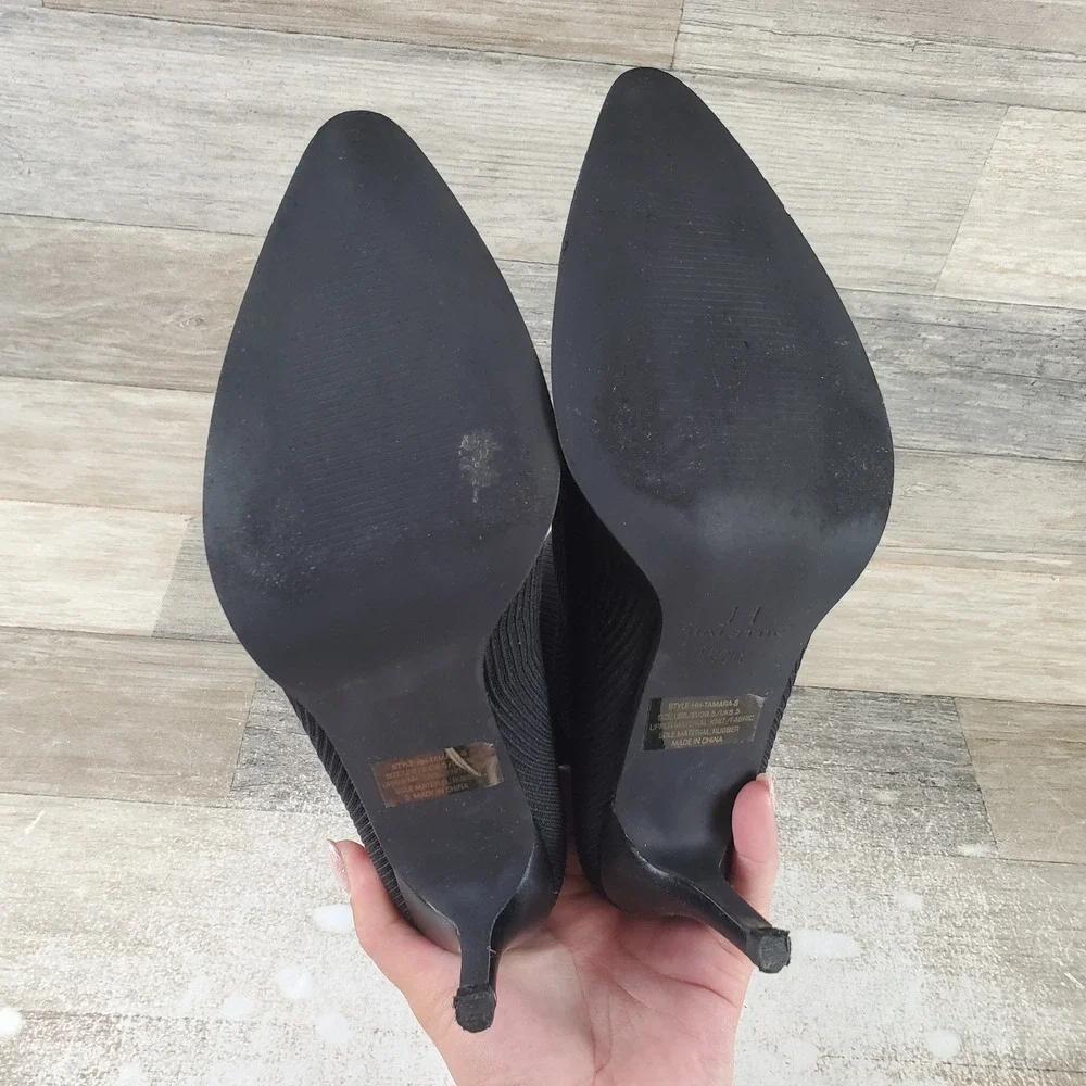 Lauren Ralph Lauren Mckay Womens Bootie Heel Sz 8 B Black Knitted Stiletto Heel